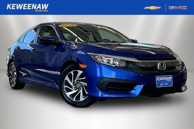 2018 Honda Civic EX in Blue — front three-quarter view