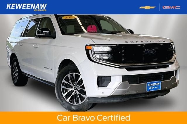 2025 Ford Expedition Max Platinum in White — front three-quarter view