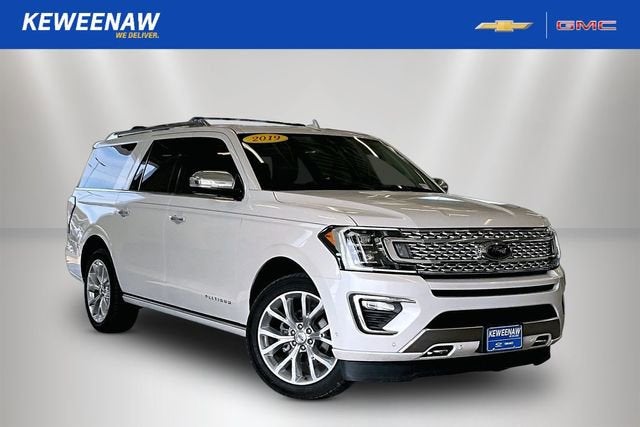 2019 Ford Expedition MAX Platinum in White — front three-quarter view