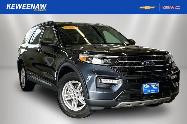 2024 Ford Explorer XLT in Blue — front three-quarter view
