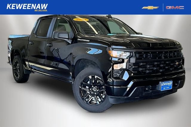 2024 Chevrolet Silverado 1500 Custom in Black — front three-quarter view