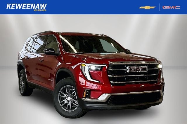 2026 GMC Acadia Elevation in Volcanic Red Tintcoat — front three-quarter view