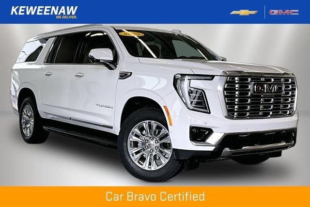 2025 GMC Yukon XL Denali in Summit White — front three-quarter view
