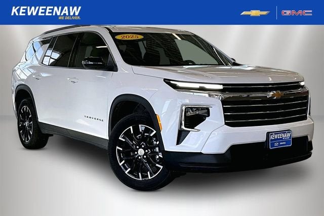 2025 Chevrolet Traverse LT in Summit White — front three-quarter view