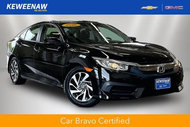 2016 Honda Civic EX in Black — front three-quarter view