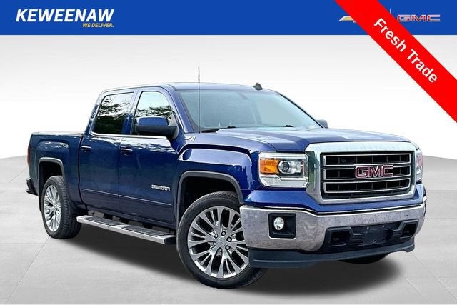 2014 GMC Sierra 1500 SLE in Cobalt Blue Metallic — front three-quarter view